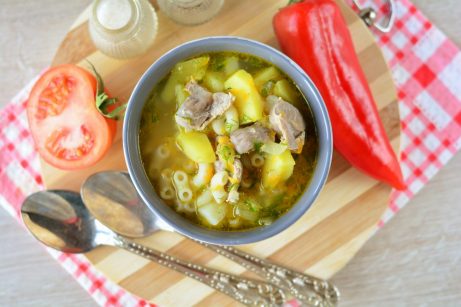 Суп с куриными желудочками и макаронами - фото шаг 8