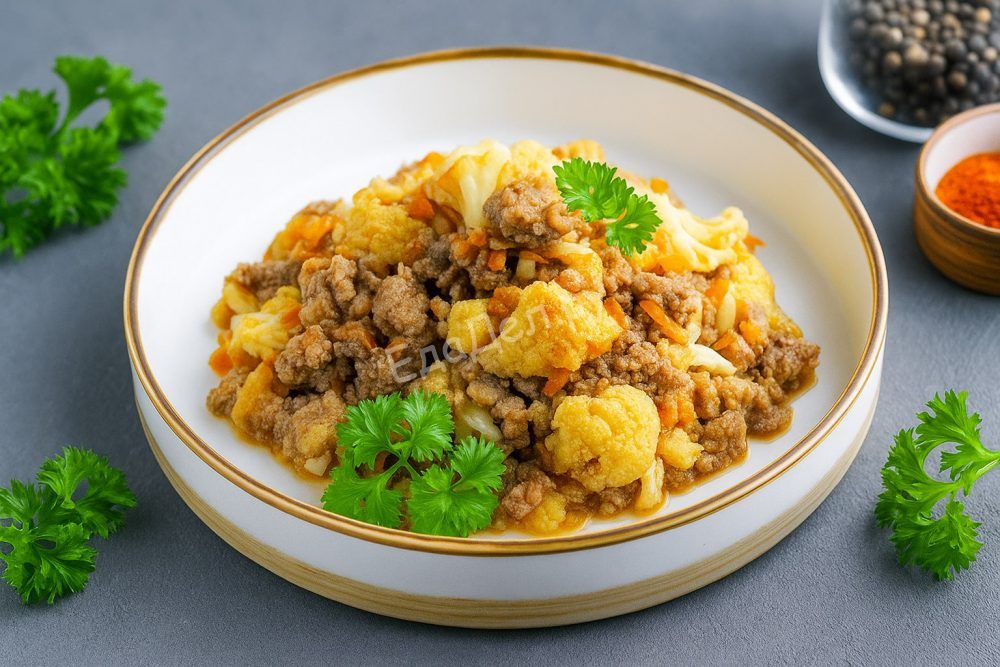 Цветная капуста с фаршем и овощами