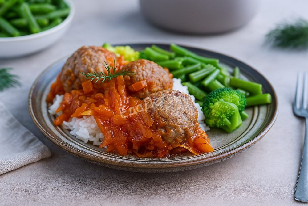 Фрикадельки в томатном соусе, мясные тушёные