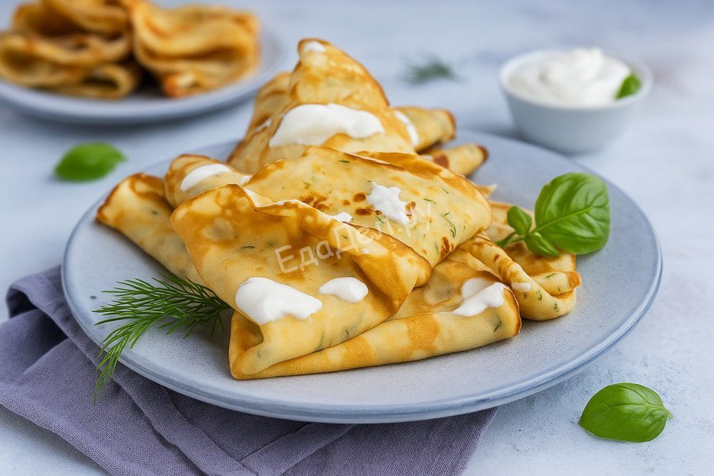 Блины с сыром и зеленью