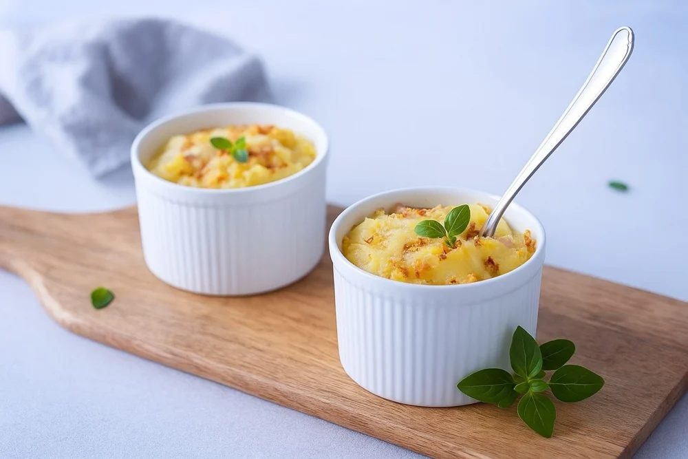 Картофельное пюре с сыром запечённое в горшочках