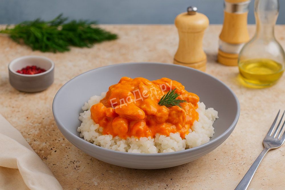 Гуляш из курицы с подливкой тушёное мясо на сковороде
