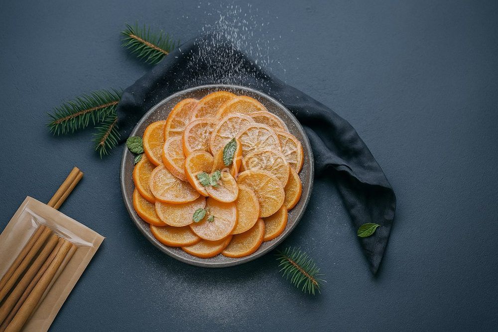 Карамелизированные апельсины дольки