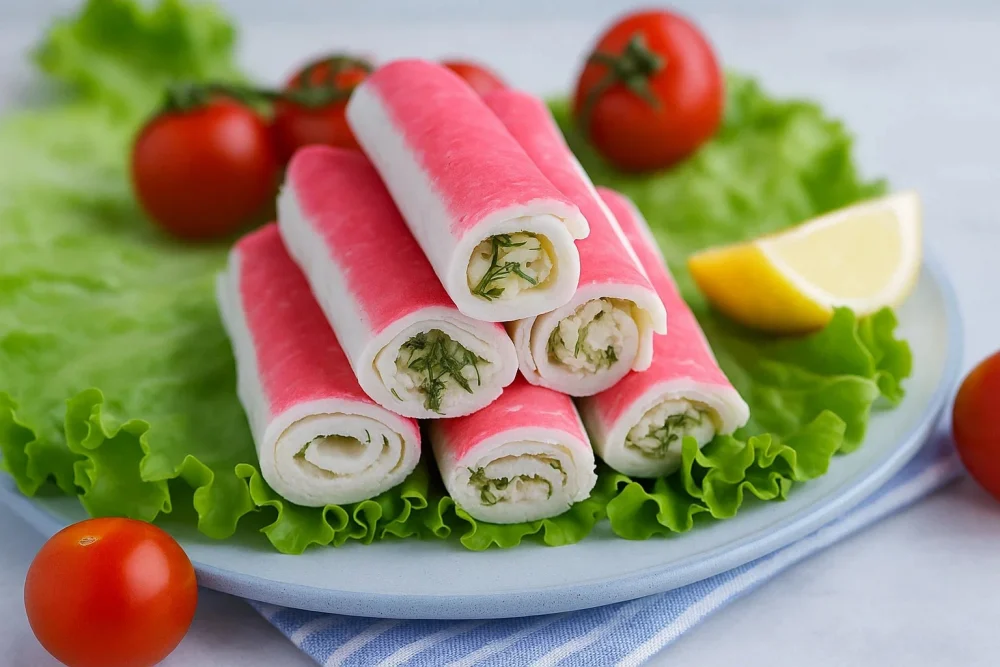 Рулетики из крабовых палочек с сыром
